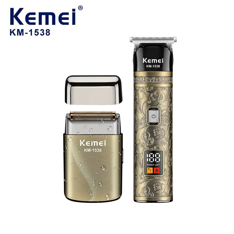 Kemei KM-1538 — Rasoir électrique ensemble de tondeuse à cheveux métal étanche Usb charge Rechargeable tête rasoir — Vue 4