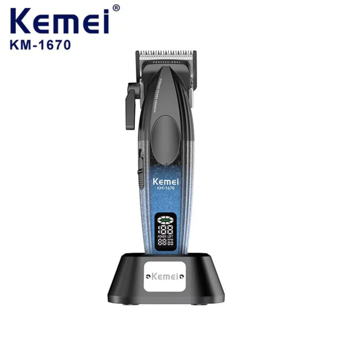 Kemei KM-1670 — Tondeuse Professionnelle Sans Fil – 9000 RPM, Écran LED, Batterie Longue Durée — Vue 4