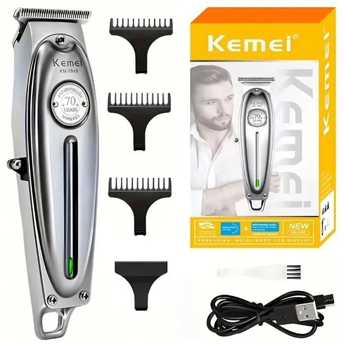 Kemei KM-1949 — Tondeuse à Cheveux Homme de Charge Rapide, Coupeur Professionnel en Métal