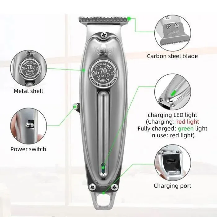 Kemei KM-1949 — Tondeuse à Cheveux Homme de Charge Rapide, Coupeur Professionnel en Métal — Vue 3