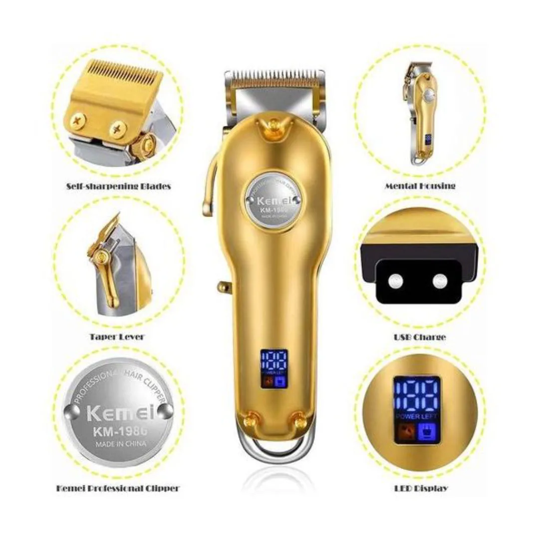 Kemei KM-1986 — Tondeuse à cheveux professionnelle sans fil rechargeable silencieuse — Vue 3