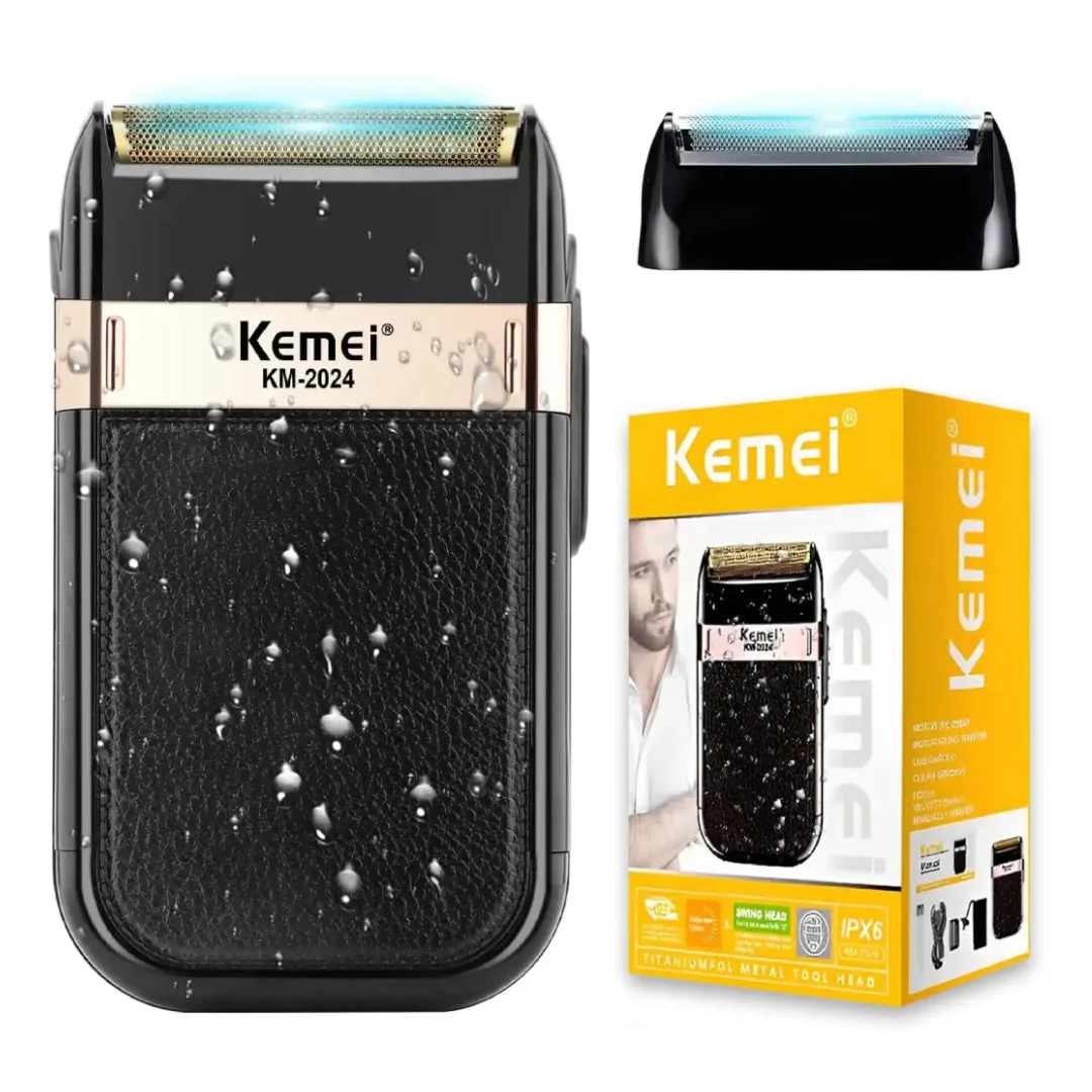 Kemei KM-2024 — Rasoir électrique professionnel USB Rechargeable hommes rasoir électrique étanche