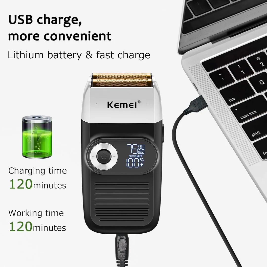 Kemei KM-2026 — Rasoir électrique professionnel pour hommes, conçu pour les cheveux, la barbe et le rasage des têtes chauves — Vue 4