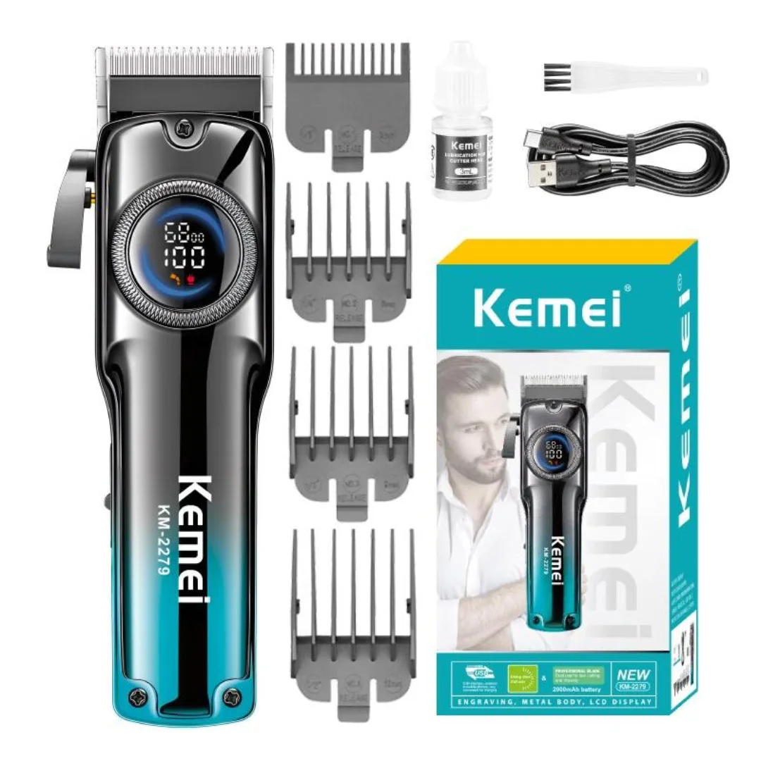 Kemei KM-2279 — Tondeuse à cheveux professionnelle Pour Hommes, Avec écran LCD, Rechargeable et Réglable