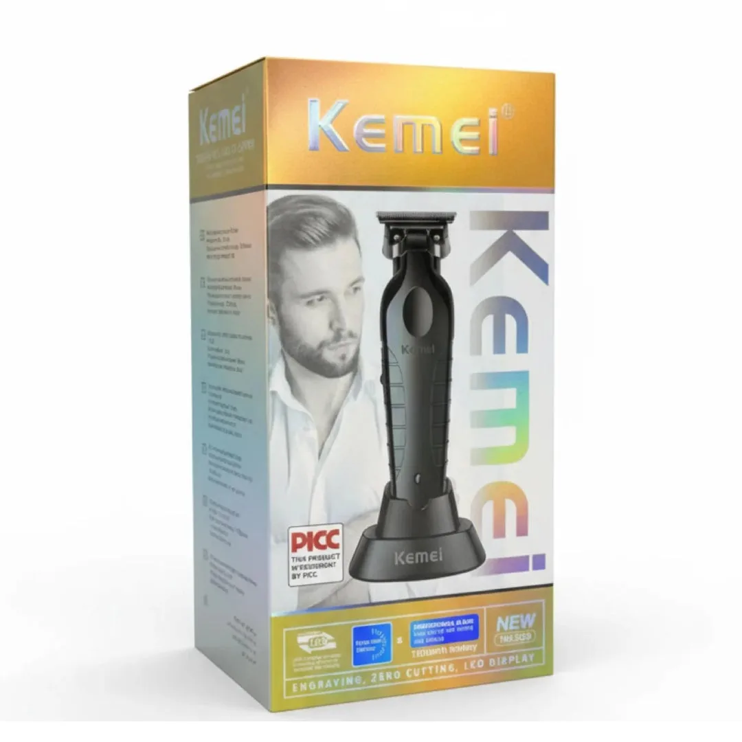 Kemei KM-2299 — Desvelladora Tondeuse Sans Fil Avec Base Noir — Vue 3