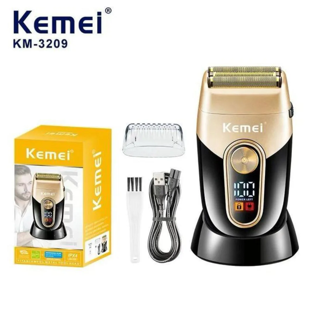 Kemei KM-3209 — Rasoir à barbe rechargeable, électrique pour hommes, tondeuse à poils flottante, appareil de rasage pour le visage