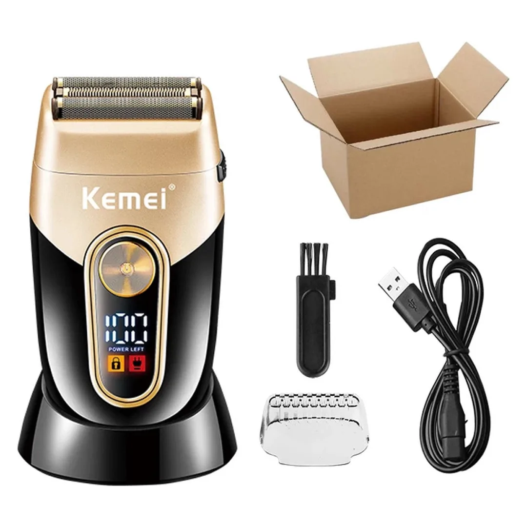 Kemei KM-3209 — Rasoir à barbe rechargeable, électrique pour hommes, tondeuse à poils flottante, appareil de rasage pour le visage — Vue 3