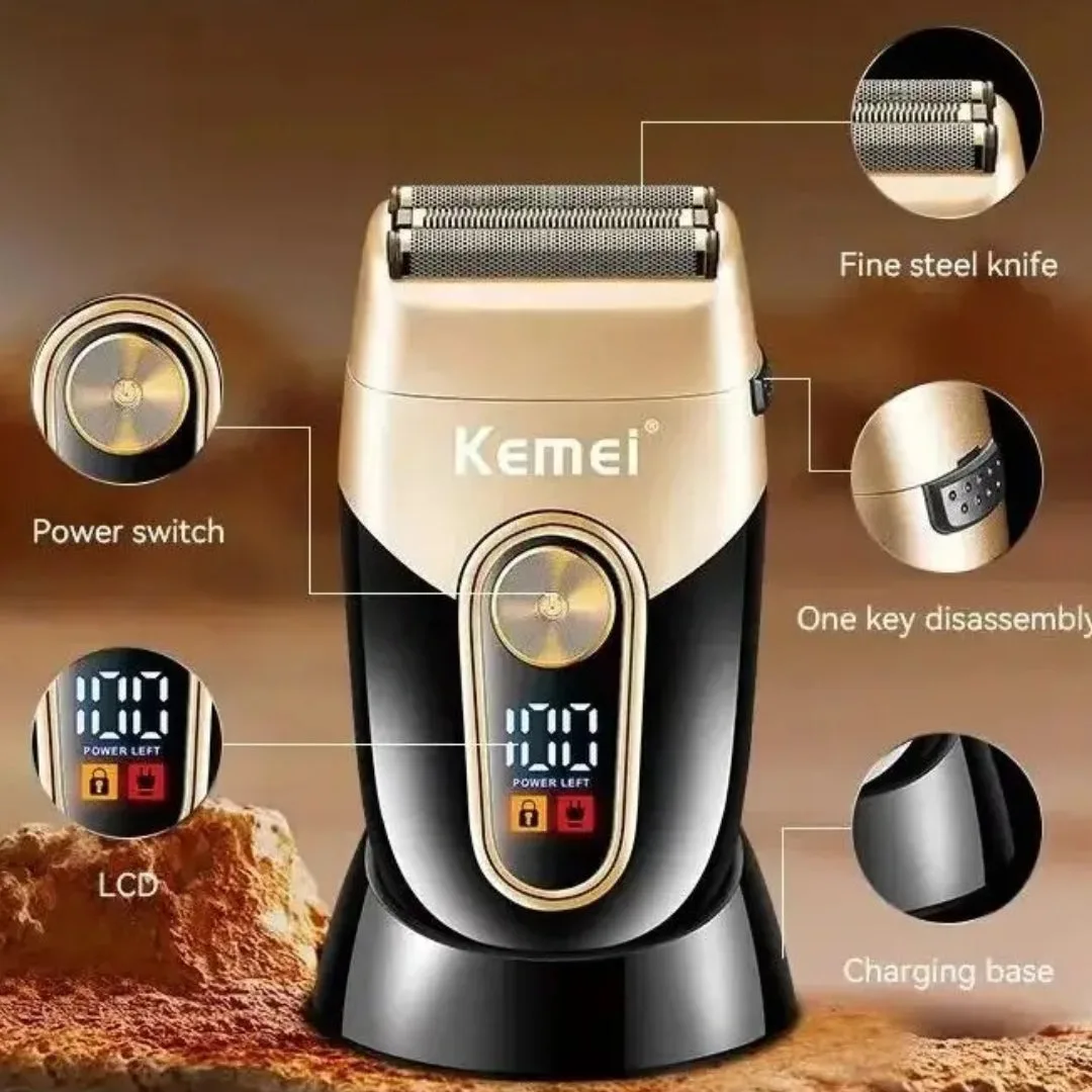 Kemei KM-3209 — Rasoir à barbe rechargeable, électrique pour hommes, tondeuse à poils flottante, appareil de rasage pour le visage — Vue 4