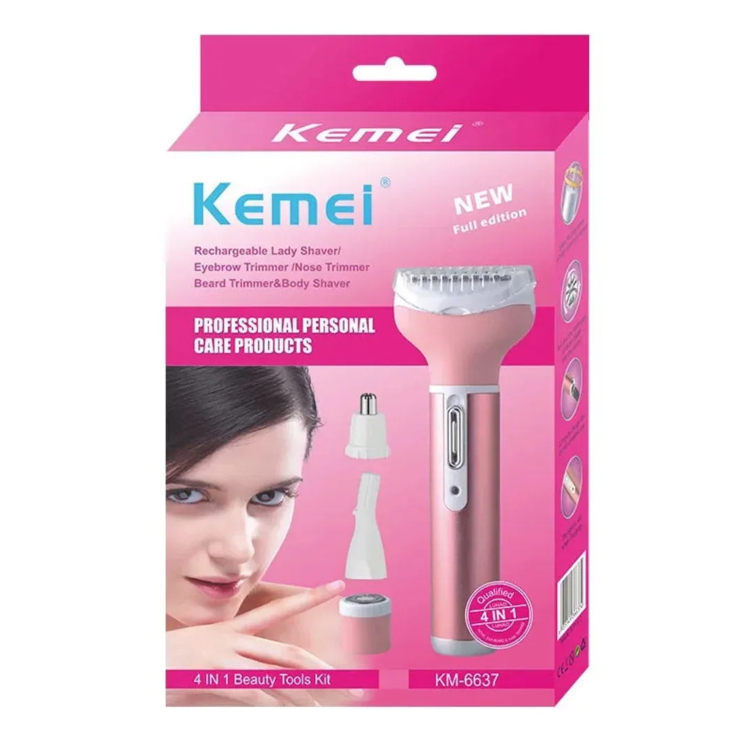 Kemei KM-6637 — Epilateur-Rasoir multifonctions - Rechargeable - 4 en 1 - Rose — Vue 2