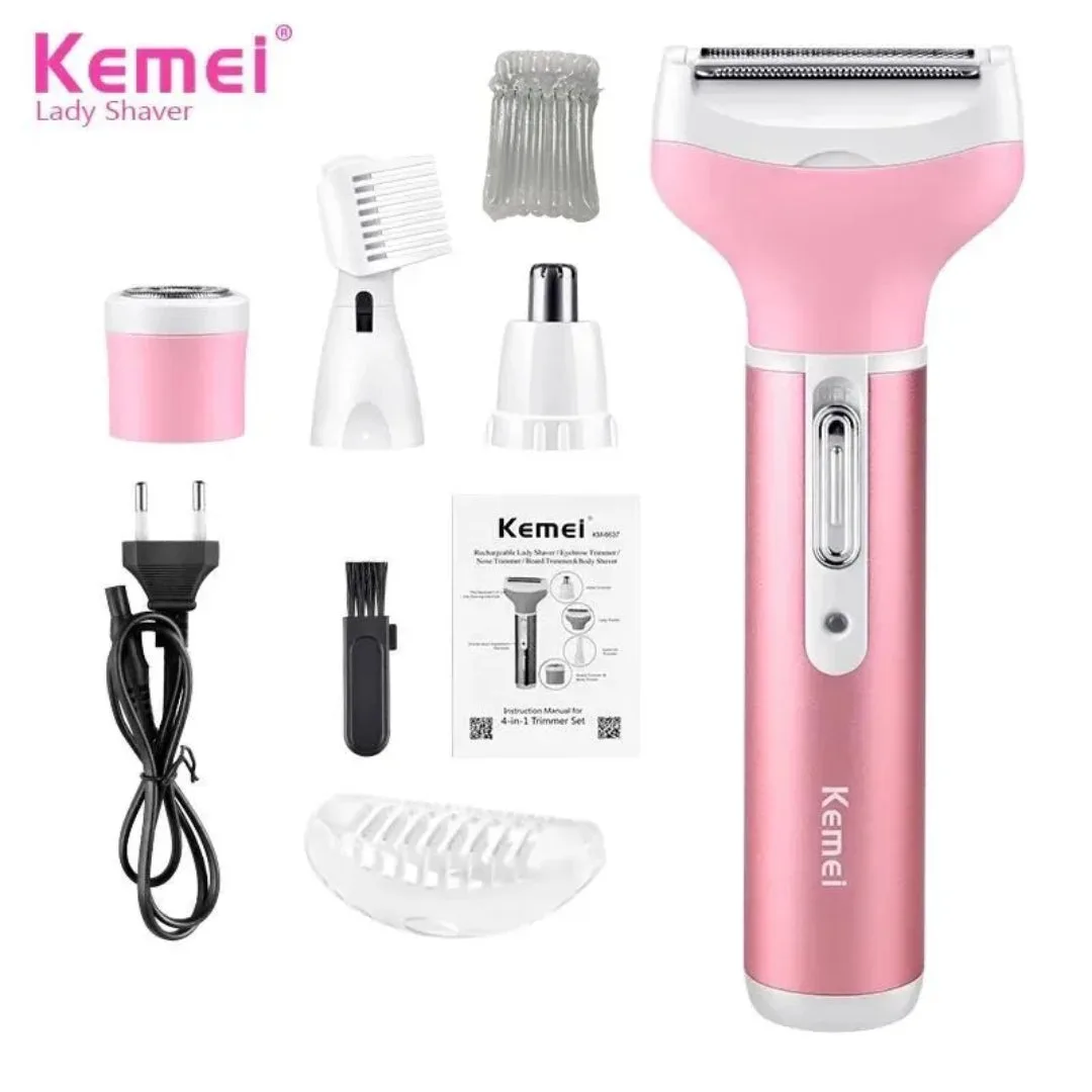 Kemei KM-6637 — Epilateur-Rasoir multifonctions - Rechargeable - 4 en 1 - Rose — Vue 3