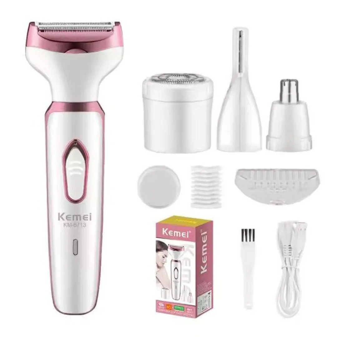 Kemei KM-6713 — Rasoir électrique pour femme, rasoir sans fil indolore