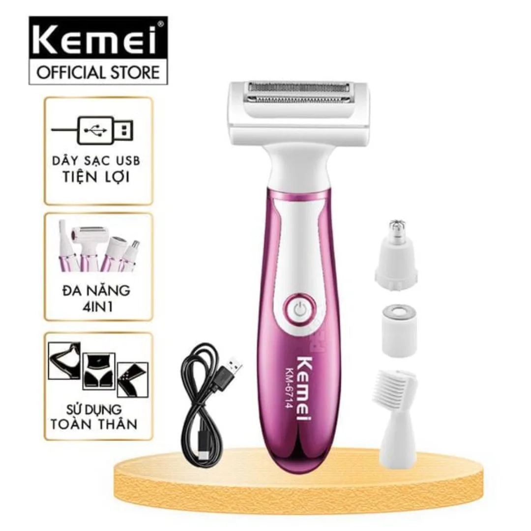 Kemei KM-6714 — Épilateur Rasoir Électrique – Épilation Corporelle USB — Vue 4
