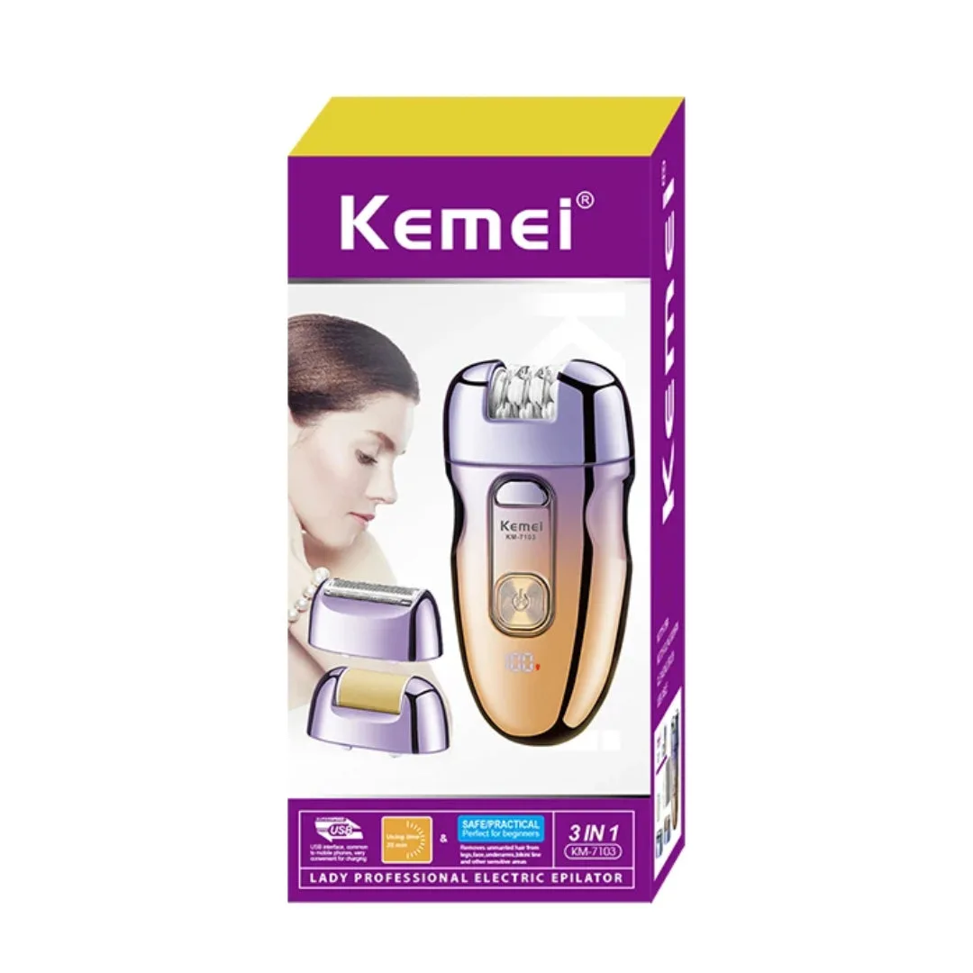 Kemei KM-7103 — Épilateur 3 en 1 – Épilation douce du visage, des jambes et du maillot — Vue 4