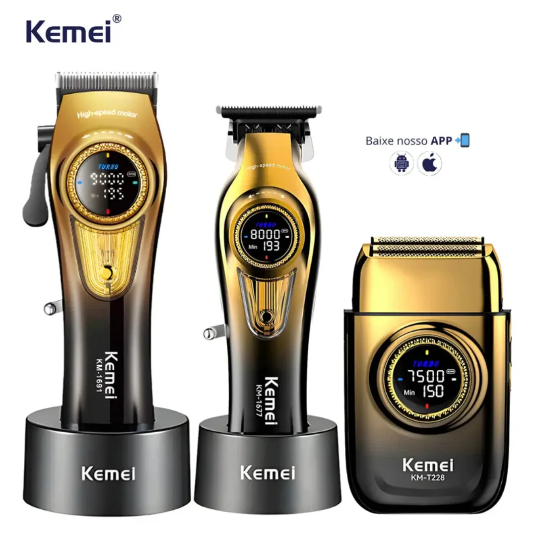 Kemei KM-8557 — Kit professionnel Machine de découpe, Finition et Rasoir