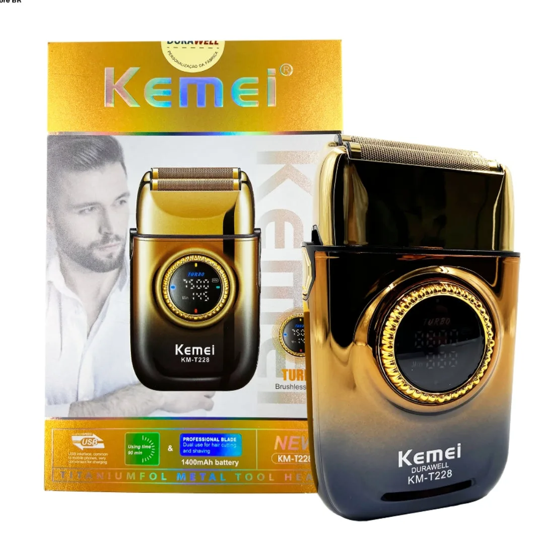 Kemei KM-T228 — Rasoir Electrique a grille pour homme sans fil rechargeable avec écran LED 3vitesses sec et humide — Vue 2