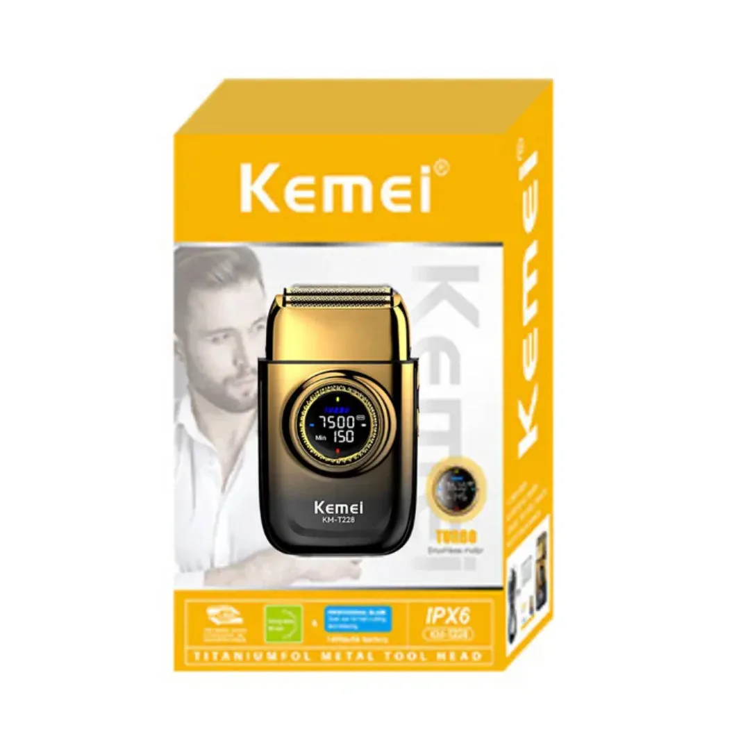 Kemei KM-T228 — Rasoir Electrique a grille pour homme sans fil rechargeable avec écran LED 3vitesses sec et humide — Vue 3