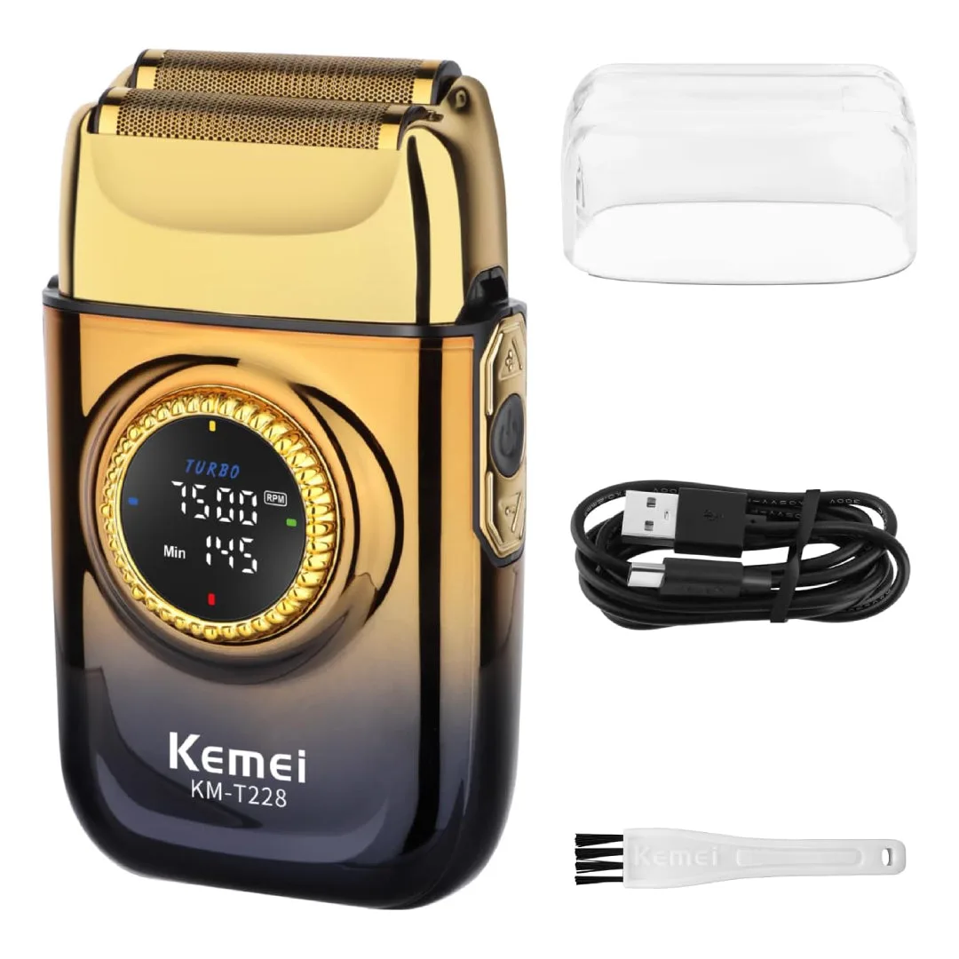 Kemei KM-T228 — Rasoir Electrique a grille pour homme sans fil rechargeable avec écran LED 3vitesses sec et humide — Vue 4