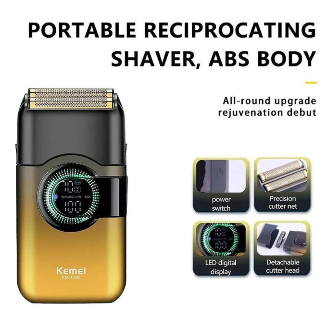 Kemei KM-T389 — Rasoir electrique a grille pour homme double lame flottante pour estomper peau et barbe rechargeable — Vue 2