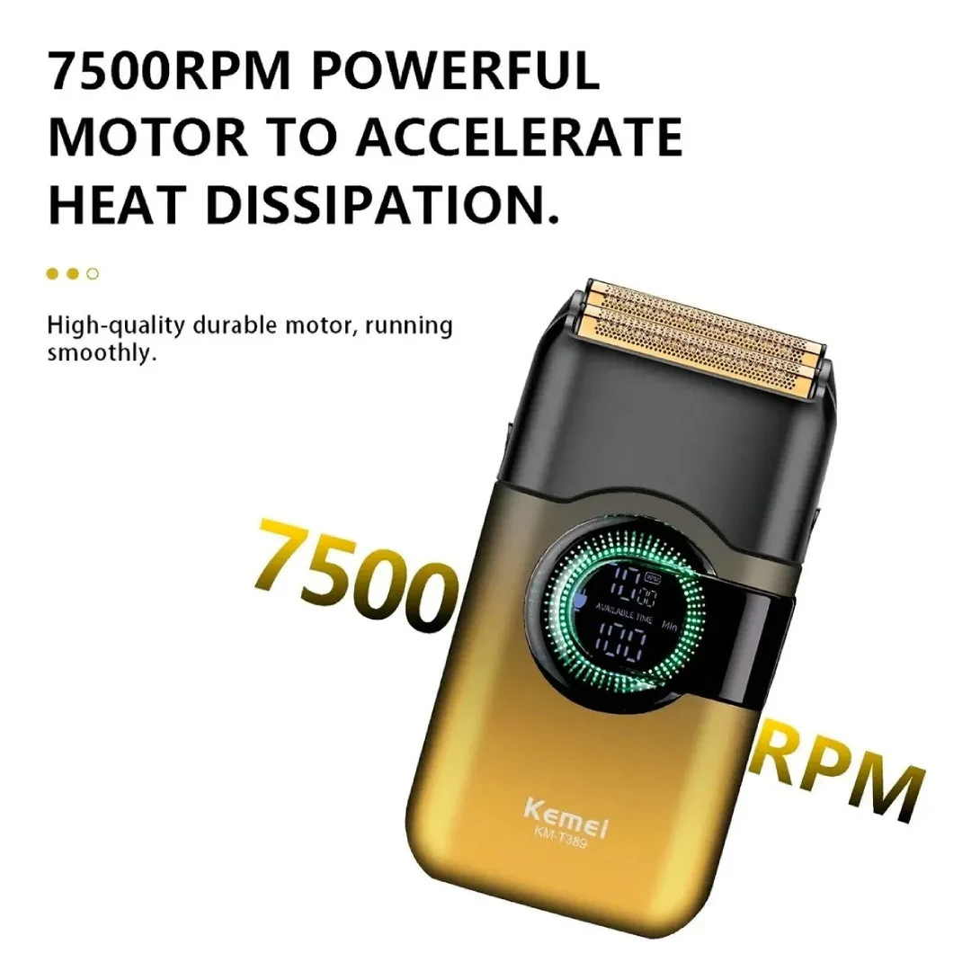 Kemei KM-T389 — Rasoir electrique a grille pour homme double lame flottante pour estomper peau et barbe rechargeable — Vue 3